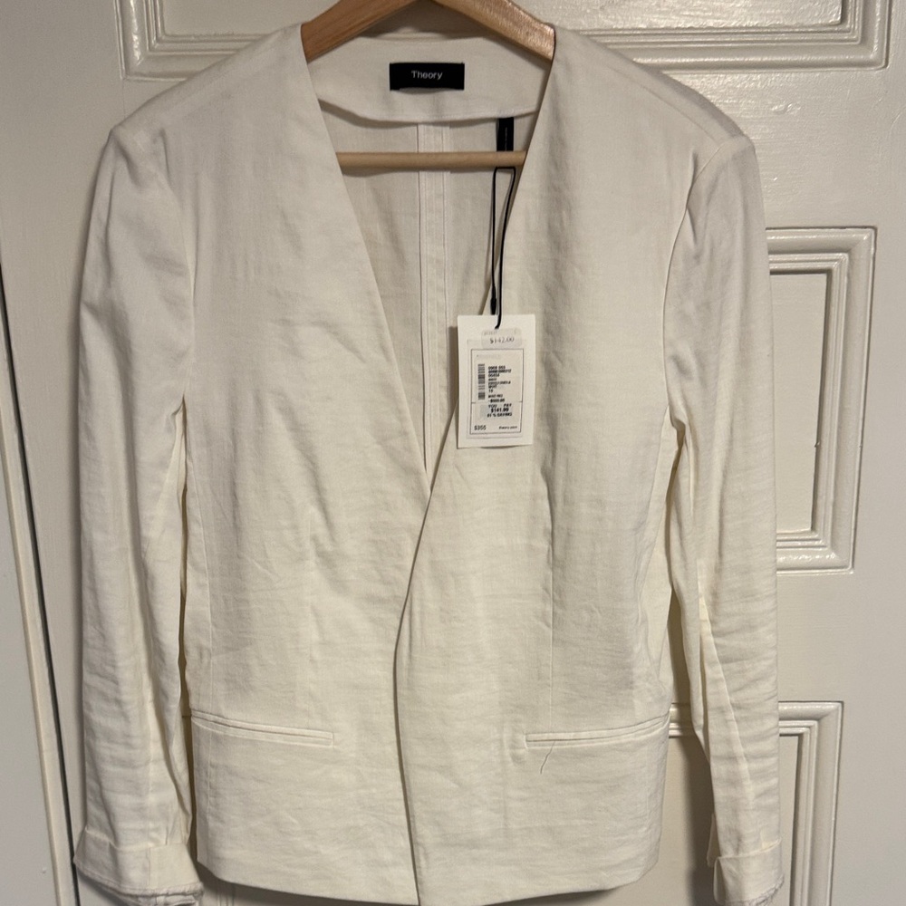 Theory Cream Open-Front Blazer Jacket